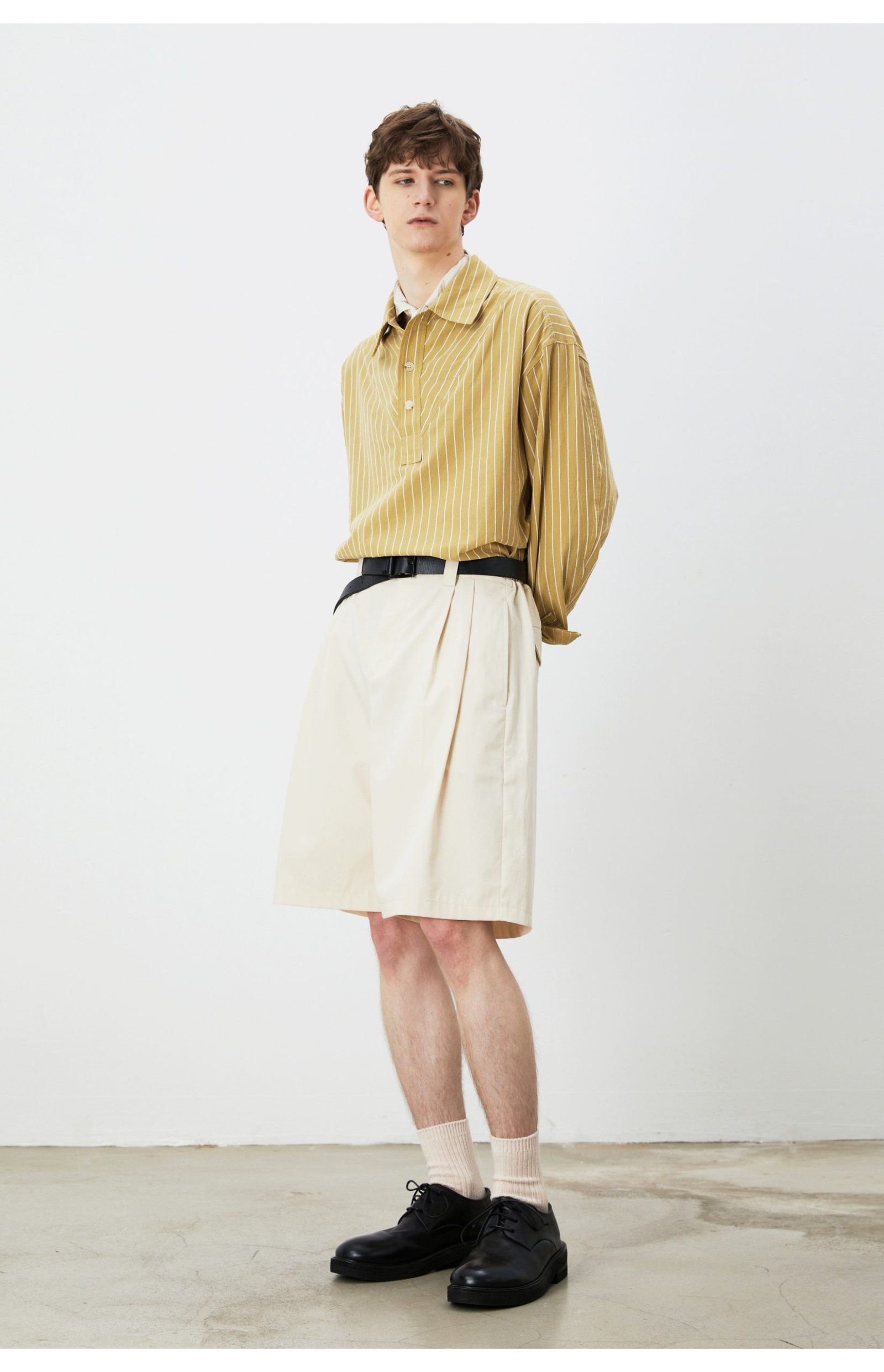 Spring and summer pullover striped natural ramie cotton striped Polo shirt