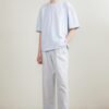 Simple round neck short-sleeved T-shirt very simple pure color loose shoulder delicate lazy