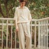 Knitted POLO short sleeve top cashmere with organic cotton soft and lightweight