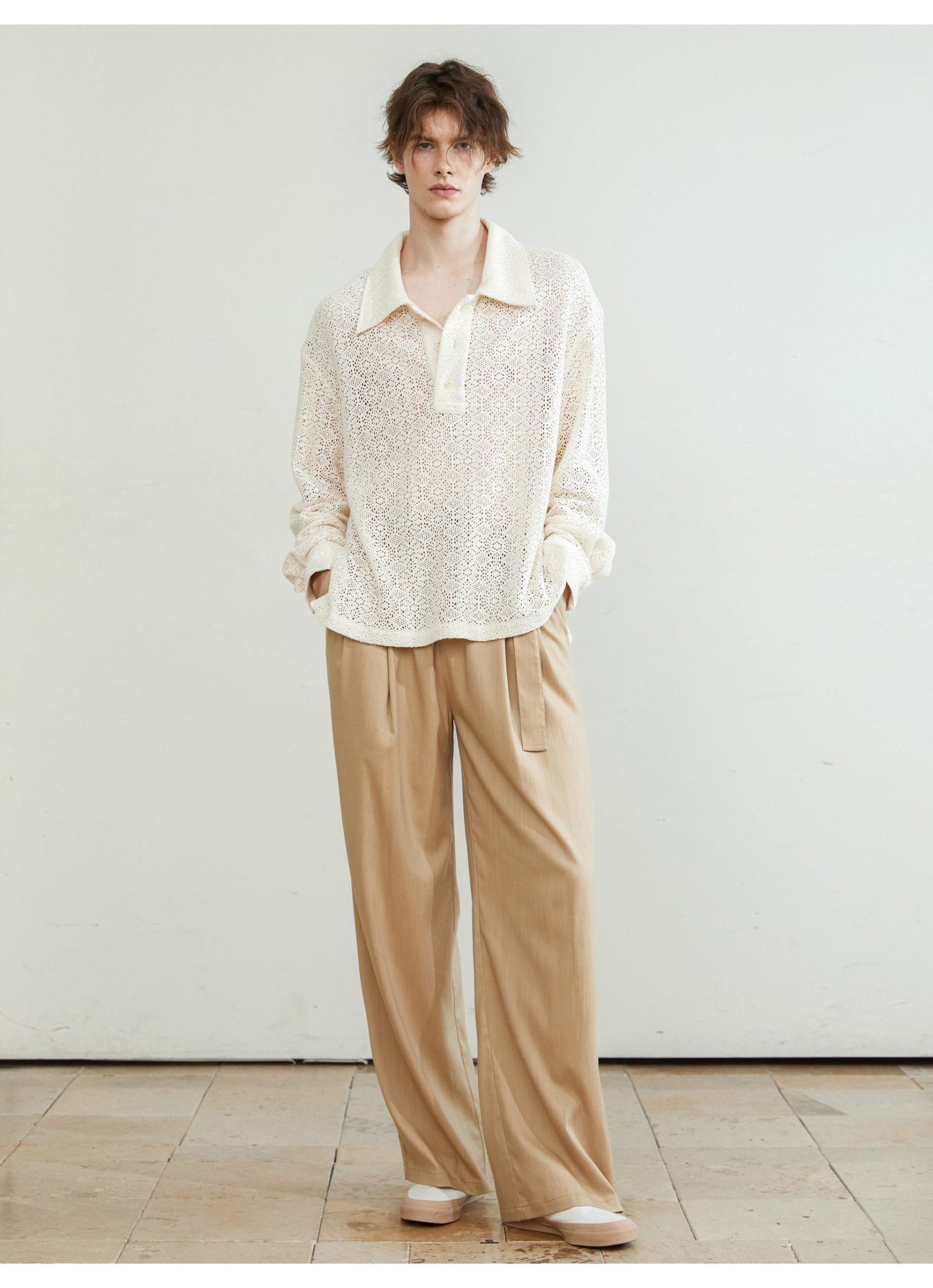 Hollow sleeve long sleeve jacket soft waxy pendant natural simple feel