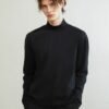 High neck stretch thread black white backing shirt