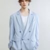 Linen blend double breasted suit texture is delicate and natural