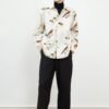 Sand-washed cotton printed long-sleeved shirt with natural texture