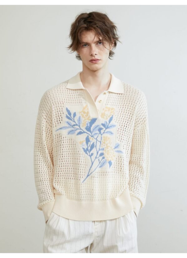 Hollow jacquard long-sleeved knitwear for men and women