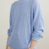 Long sleeve knitted sweater hollow pattern cashmere and organic cotton soft and light