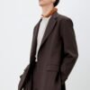 Spring and summer deep oak color leisure suit imported blended fabric