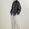 Corduroy collared twill jacket with shoulder sleeves