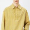 Spring and summer pullover striped natural ramie cotton striped Polo shirt
