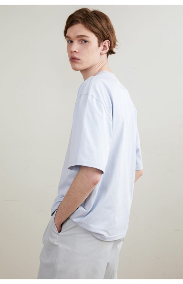Simple round neck short-sleeved T-shirt very simple pure color loose shoulder delicate lazy