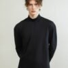 High neck stretch thread black white backing shirt