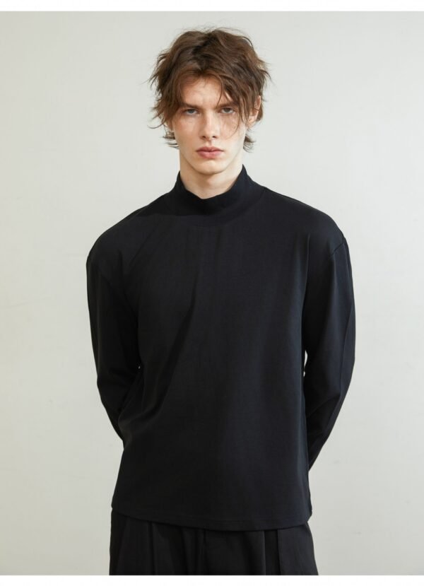 High neck stretch thread black white backing shirt