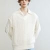 Hollow out pure cotton knit white vest