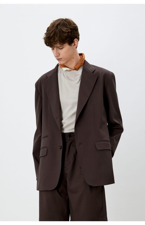 Spring and summer deep oak color leisure suit imported blended fabric