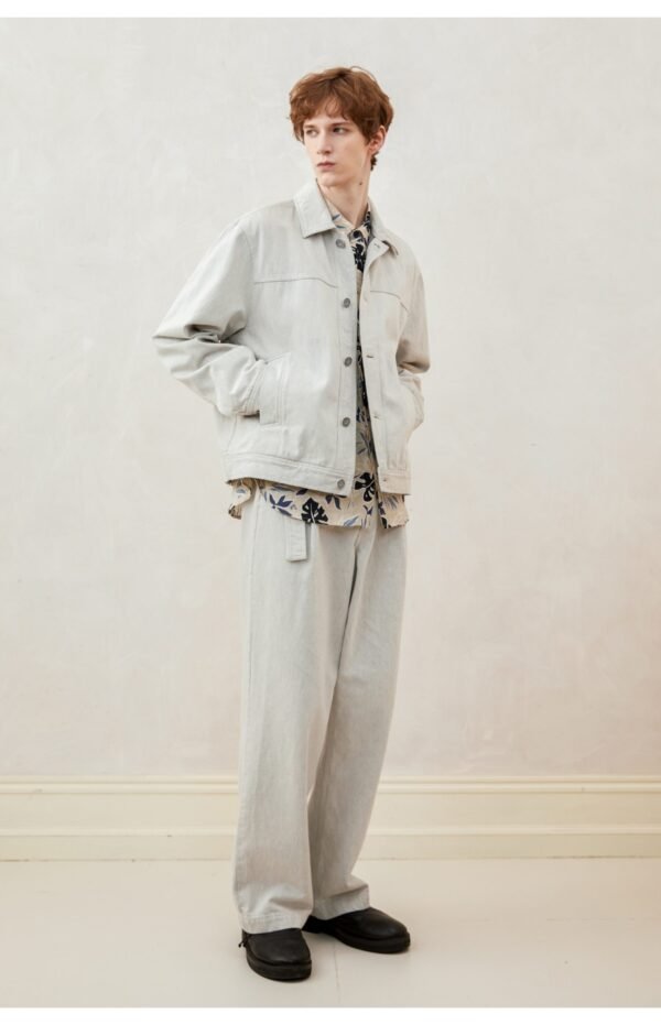 Autumn/winter light grey stone washed denim jacket