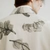 Plant print cotton linen jacket for men and women classical characteristics of ink natural pleated texture