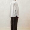 Cotton-linen striped long sleeve shirt with cotton linen and ramie