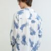 Cotton striped blue printed cuba-neck shirt is soft and light