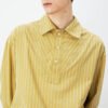 Spring and summer pullover striped natural ramie cotton striped Polo shirt