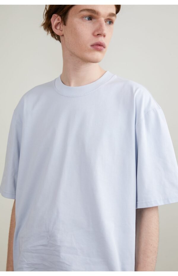 Simple round neck short-sleeved T-shirt very simple pure color loose shoulder delicate lazy