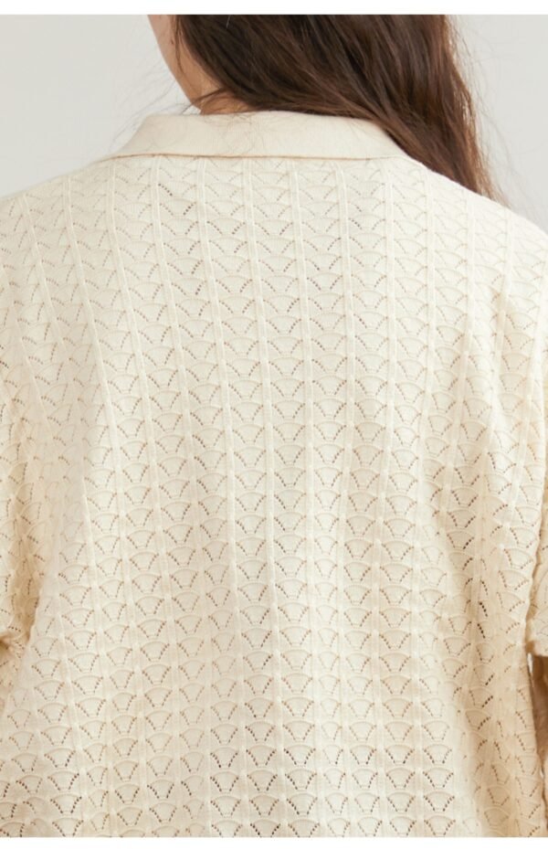 Knitted POLO short sleeve top cashmere with organic cotton soft and lightweight