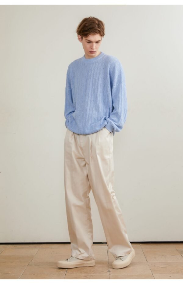 Long sleeve knitted sweater hollow pattern cashmere and organic cotton soft and light