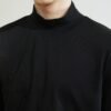 High neck stretch thread black white backing shirt