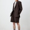 Spring and summer deep oak color leisure suit imported blended fabric
