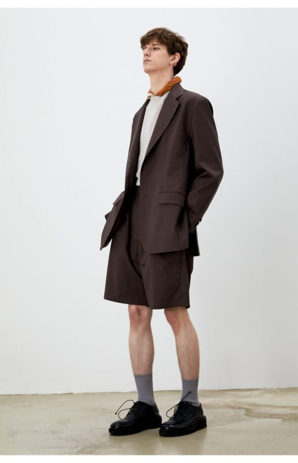 Spring and summer deep oak color leisure suit imported blended fabric