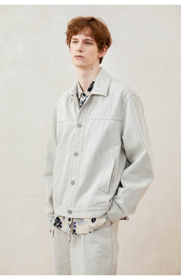 Autumn/winter light grey stone washed denim jacket