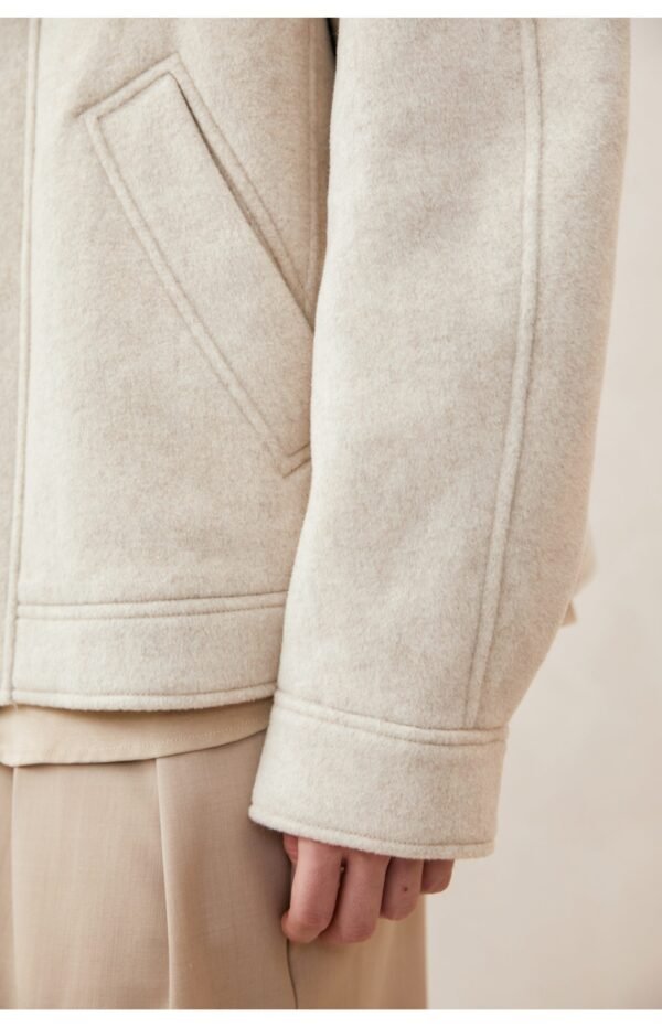 Australian wool cashwool and mulberry silk double-sided tweed zippered wool jacket