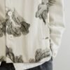 Plant print cotton linen jacket for men and women classical characteristics of ink natural pleated texture