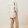 Beige jacquard long sleeve coat stereo jacquard loose profile