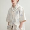 Spring and summer plant print short sleeve shirt for men and women