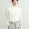 High neck stretch thread black white backing shirt