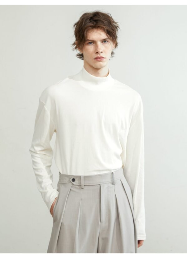 High neck stretch thread black white backing shirt