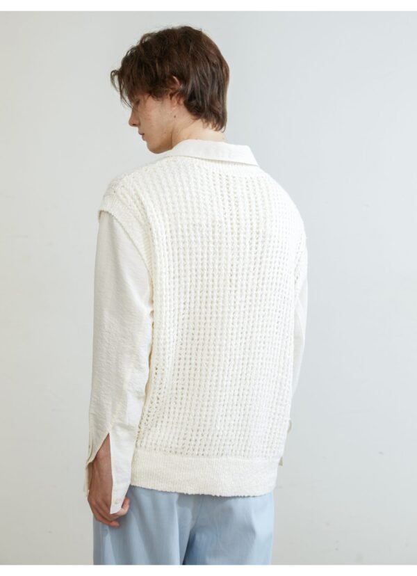 Hollow out pure cotton knit white vest