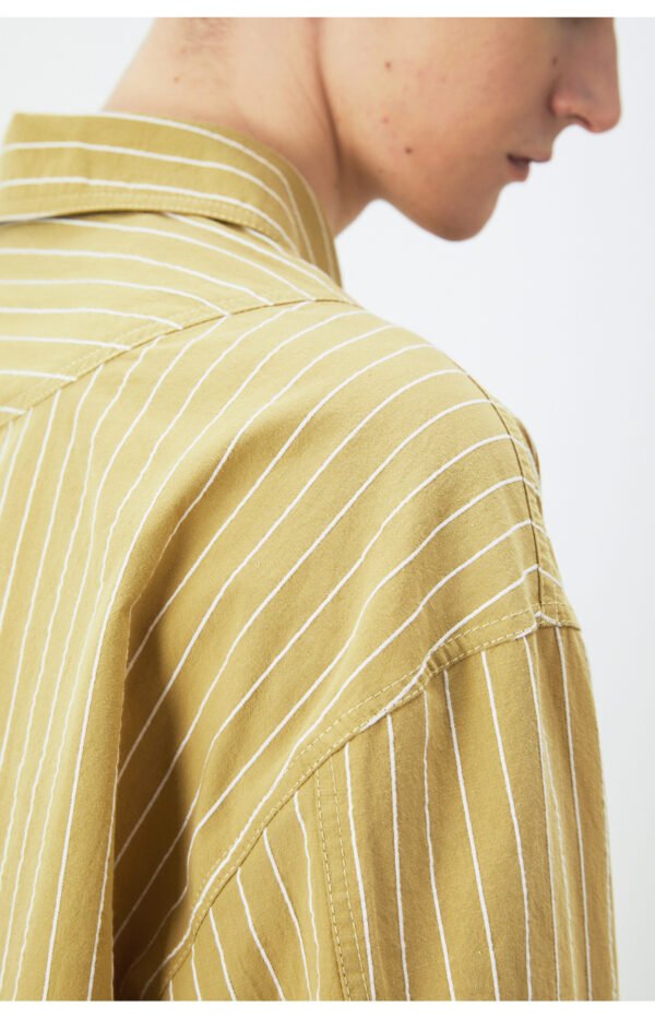 Spring and summer pullover striped natural ramie cotton striped Polo shirt