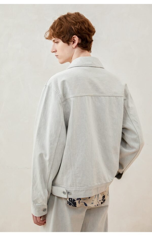 Autumn/winter light grey stone washed denim jacket
