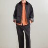 Corduroy collared twill jacket with shoulder sleeves