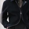 Australian wool cashwool and mulberry silk double-sided tweed zippered wool jacket