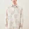 Beige jacquard long sleeve coat stereo jacquard loose profile