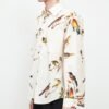 Sand-washed cotton printed long-sleeved shirt with natural texture