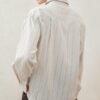 Cotton-linen striped long sleeve shirt with cotton linen and ramie