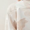 Beige jacquard long sleeve coat stereo jacquard loose profile