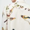Sand-washed cotton printed long-sleeved shirt with natural texture