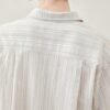 Cotton-linen striped long sleeve shirt with cotton linen and ramie