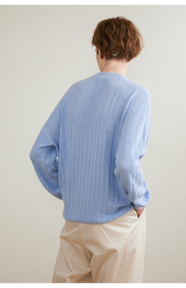 Long sleeve knitted sweater hollow pattern cashmere and organic cotton soft and light