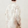 Beige jacquard long sleeve coat stereo jacquard loose profile