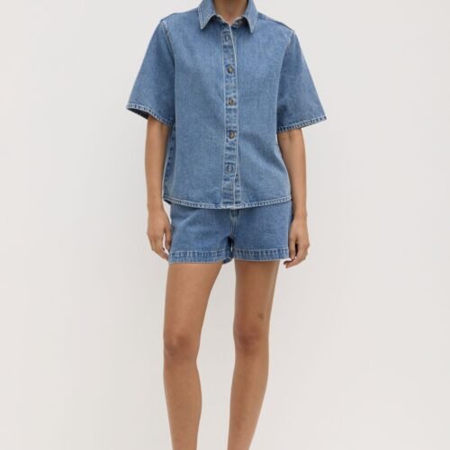Boxy Denim Short Sleeve Shirt