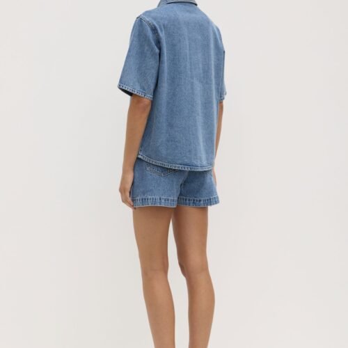 Boxy Denim Short Sleeve Shirt